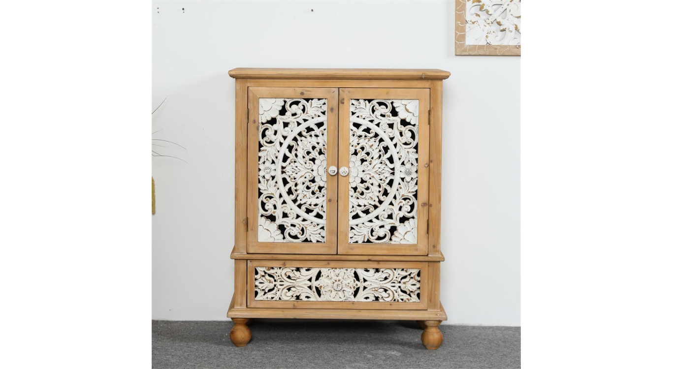 Buffet 1 Tiroir Bois Marron 80x36x101cm