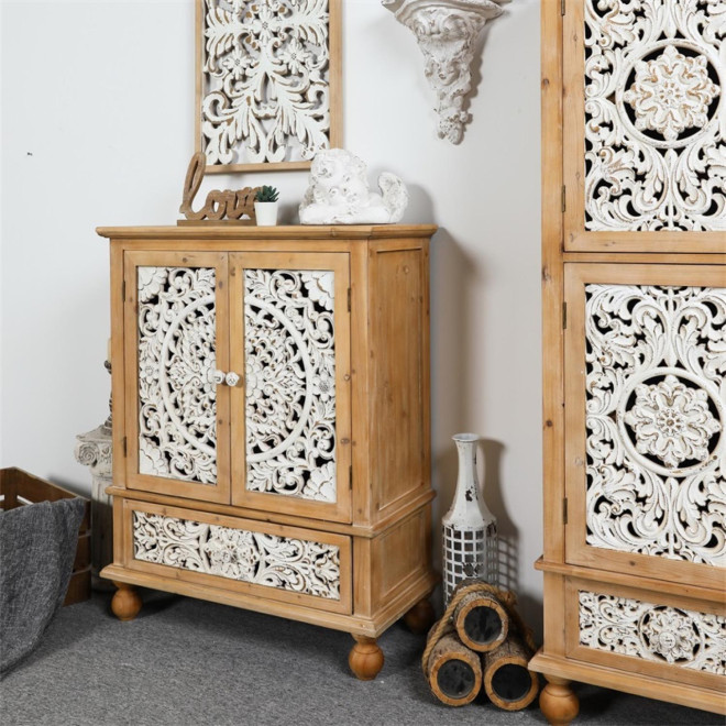 Sideboard 1 Schublade Holz Braun 80x36x101cm