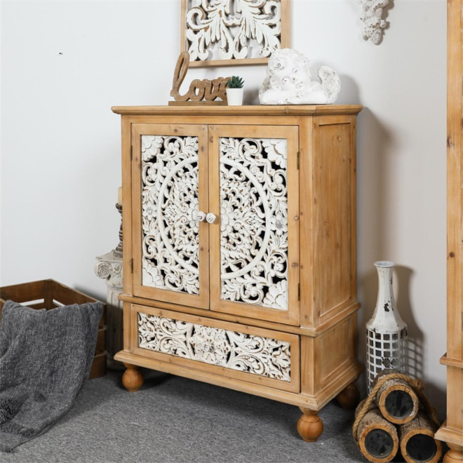 Sideboard 1 Schublade Holz Braun 80x36x101cm