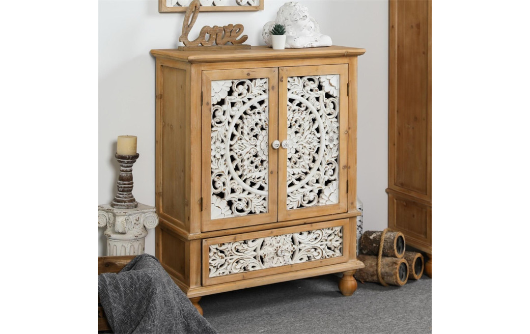 Buffet 1 Tiroir Bois Marron 80x36x101cm