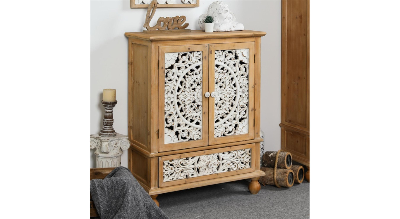 Buffet 1 Tiroir Bois Marron 80x36x101cm