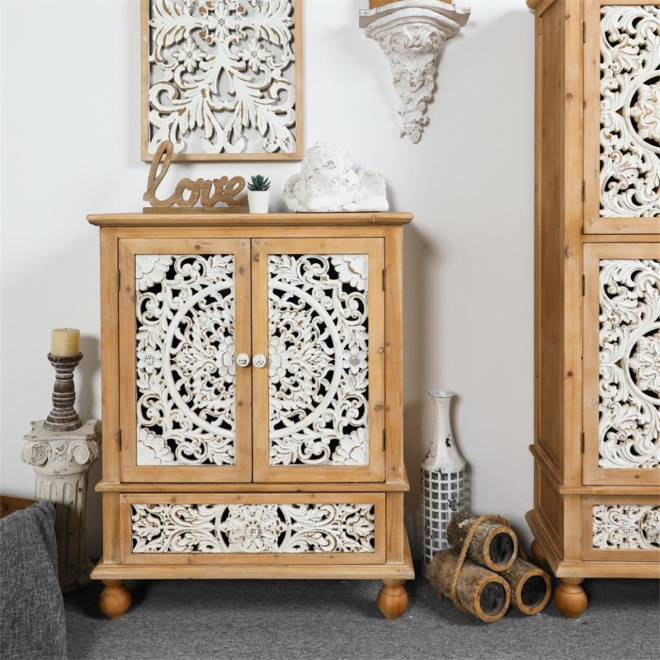Sideboard 1 Schublade Holz Braun 80x36x101cm