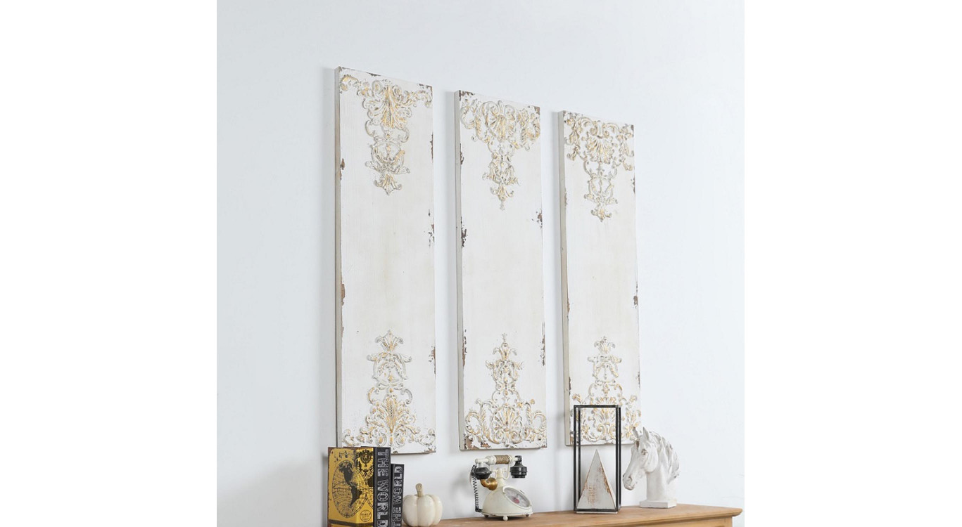 Triptychon Holz Weiß 34x3x120cm