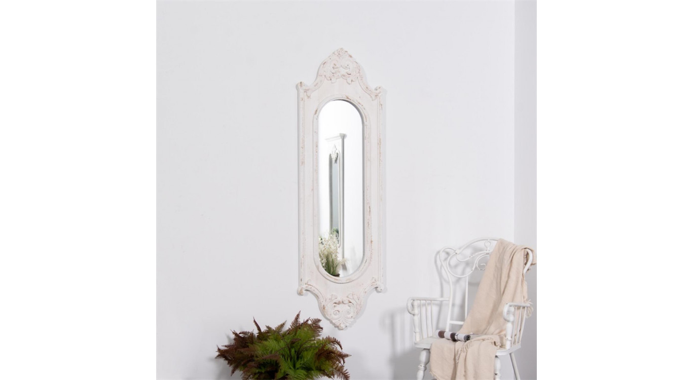 Grand Miroir Bois Blanc 52.5x3.5x162cm