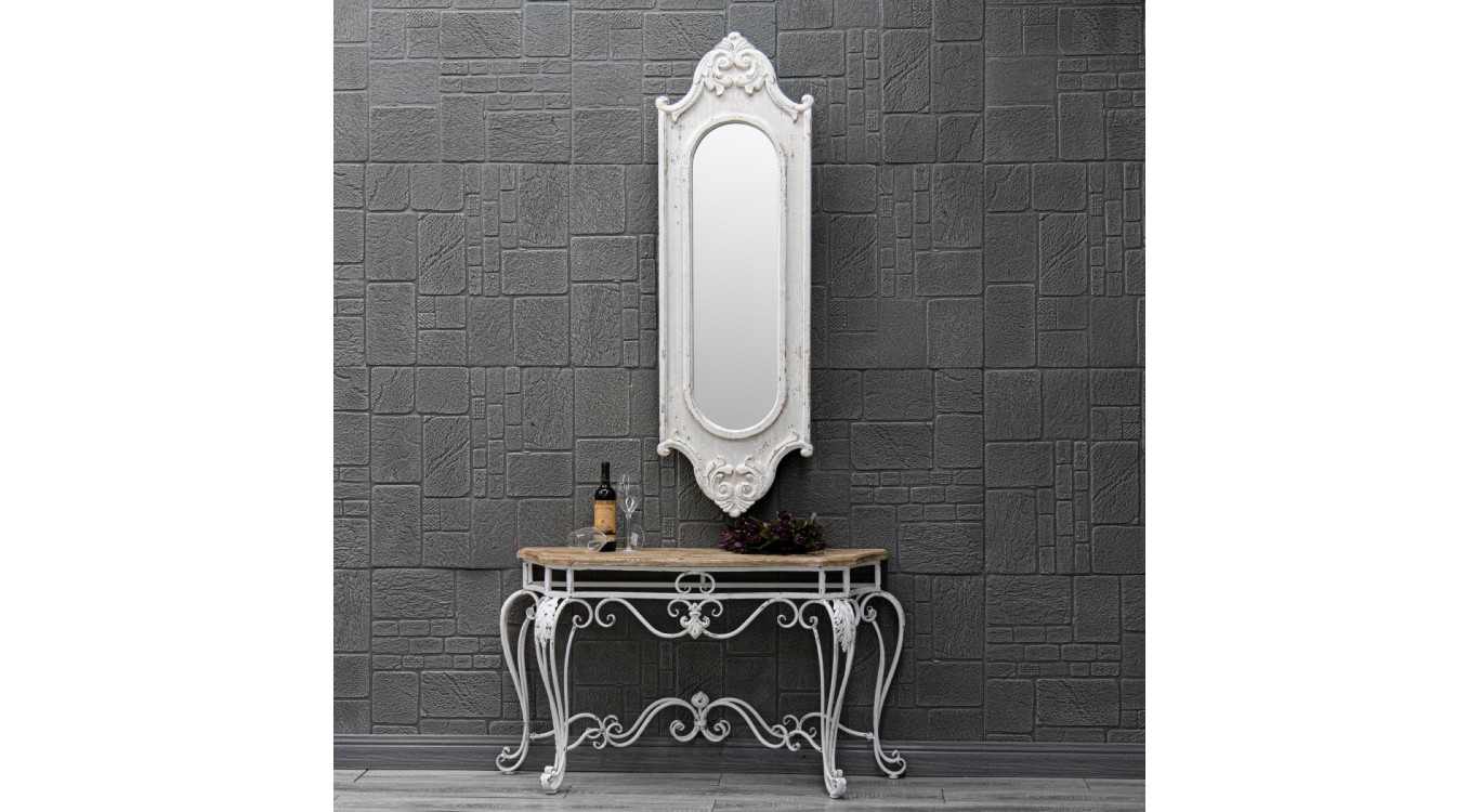Grand Miroir Bois Blanc 52.5x3.5x162cm