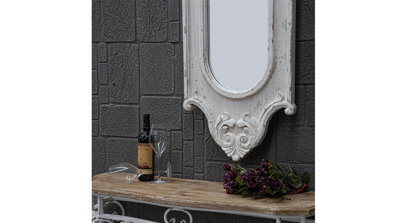 Grand Miroir Bois Blanc 52.5x3.5x162cm