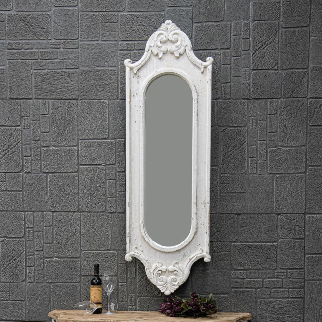 Grand Miroir Bois Blanc 52.5x3.5x162cm