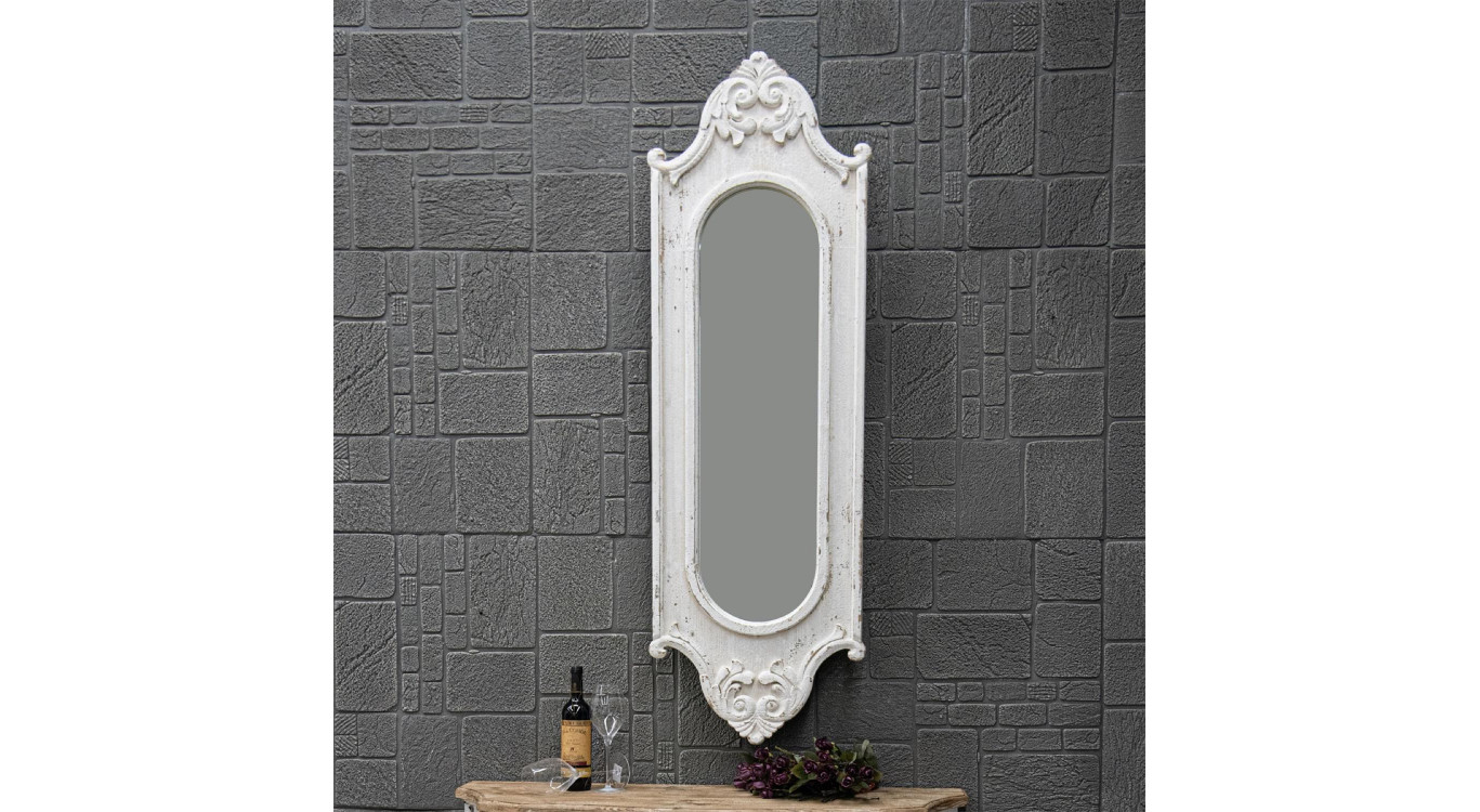 Grand Miroir Bois Blanc 52.5x3.5x162cm