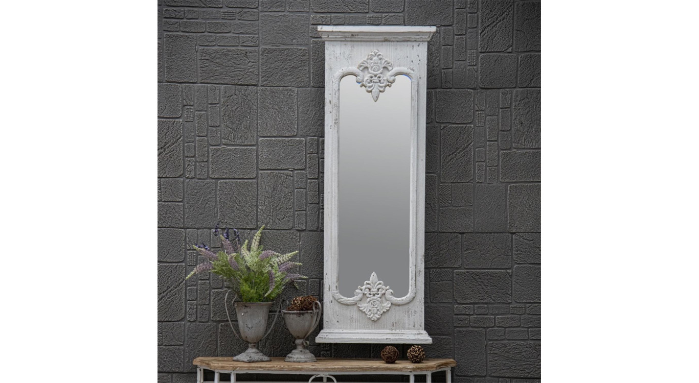 Grand Miroir Bois Blanc 55x5.5x149cm