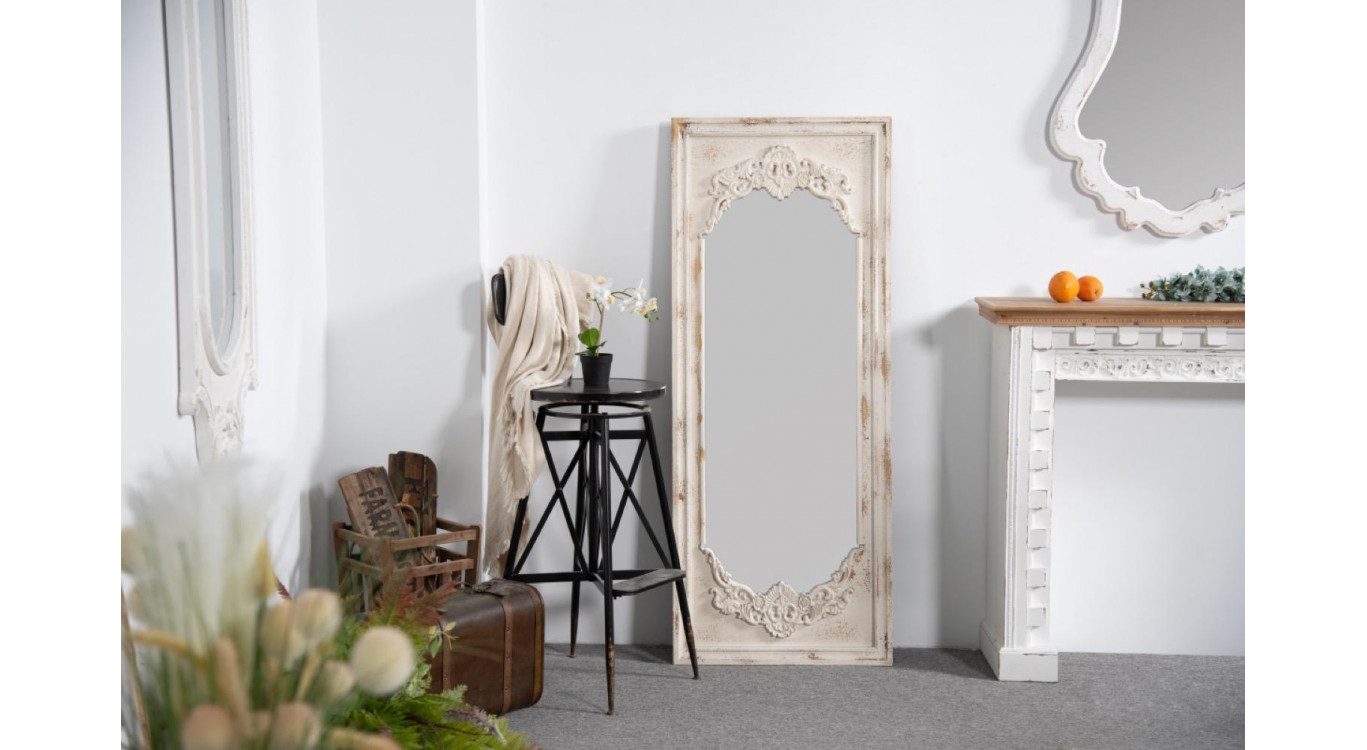 Grand Miroir Bois Blanc 60x4x150cm