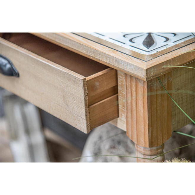 Console 2 Tiroirs Bois Marron 119x44x83cm