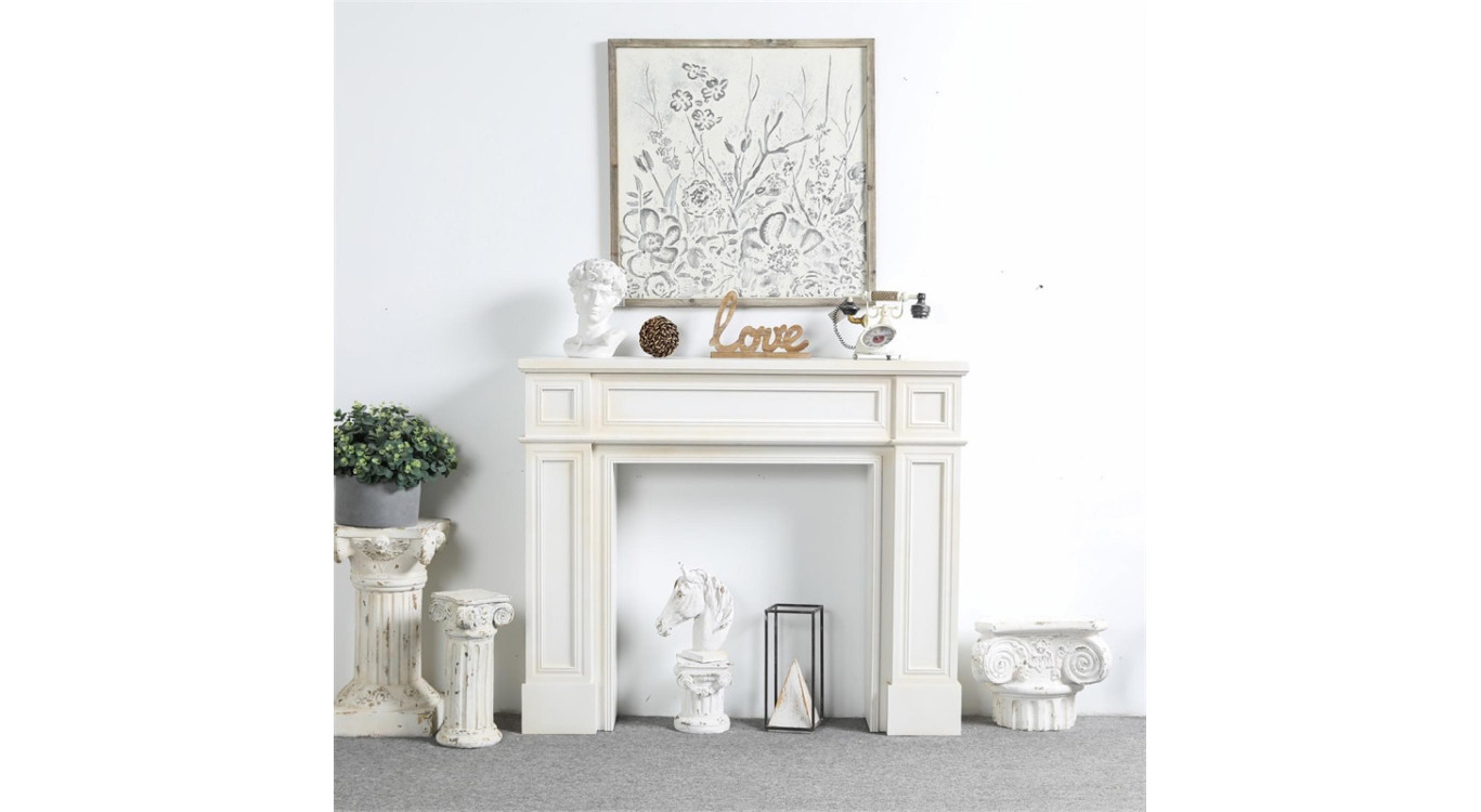 Manteau de Cheminée Bois Blanc 130x28x110cm