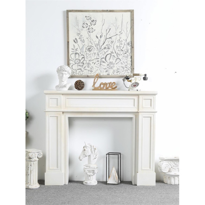 Kaminmantel Holz Weiß 130x28x110cm