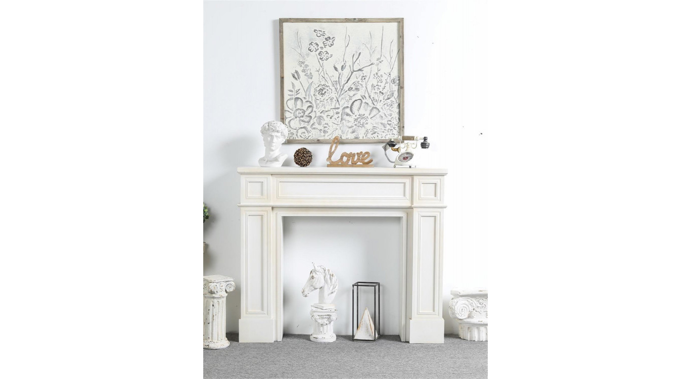 Kaminmantel Holz Weiß 130x28x110cm