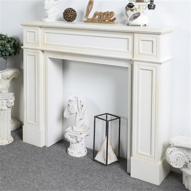 Kaminmantel Holz Weiß 130x28x110cm