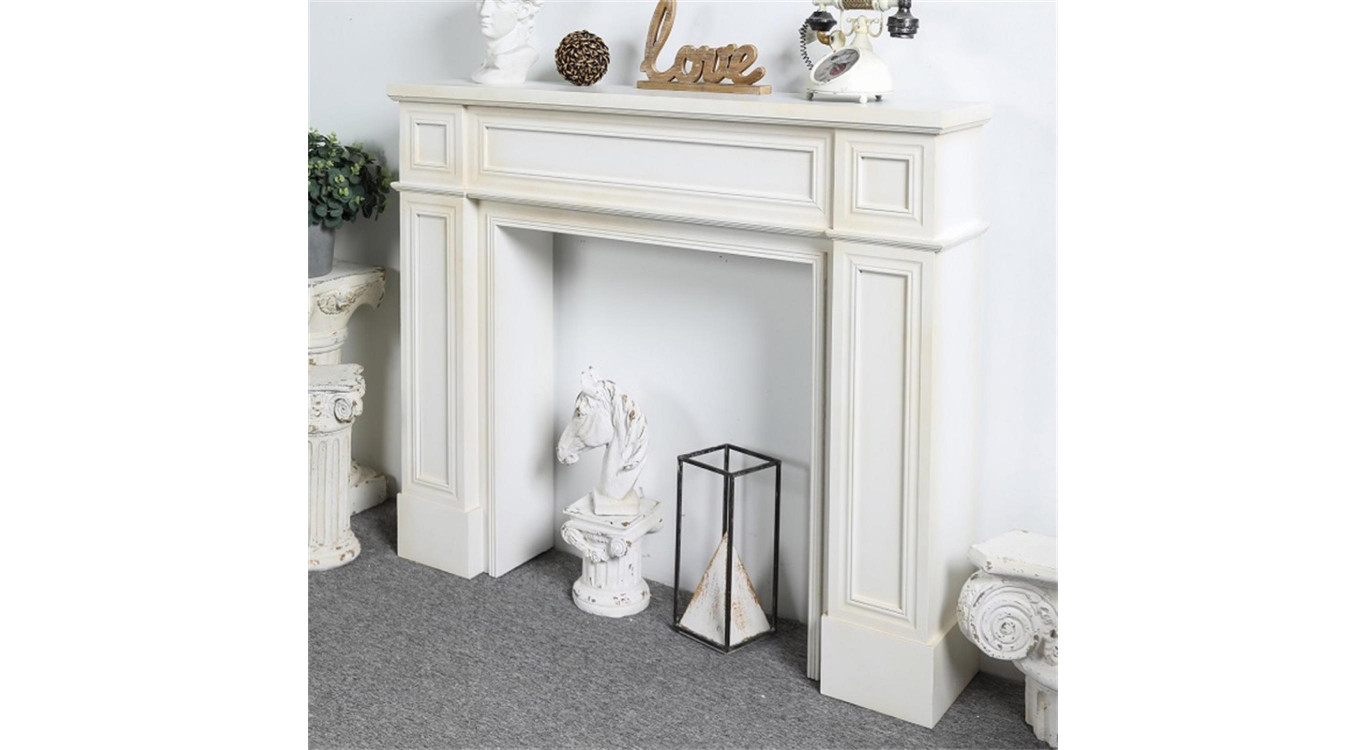 Kaminmantel Holz Weiß 130x28x110cm