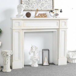 Kaminmantel Holz Weiß 130x28x110cm