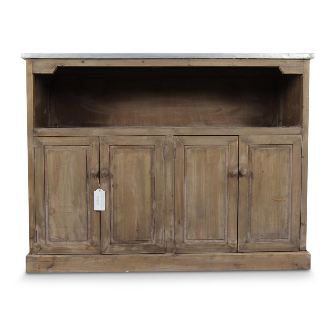 Unterschrank Aufbewahrung Holzplatte Zink 119x47x90cm