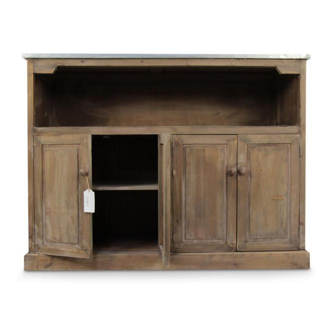Unterschrank Aufbewahrung Holzplatte Zink 119x47x90cm