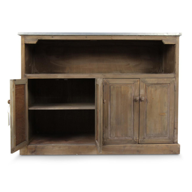 Unterschrank Aufbewahrung Holzplatte Zink 119x47x90cm