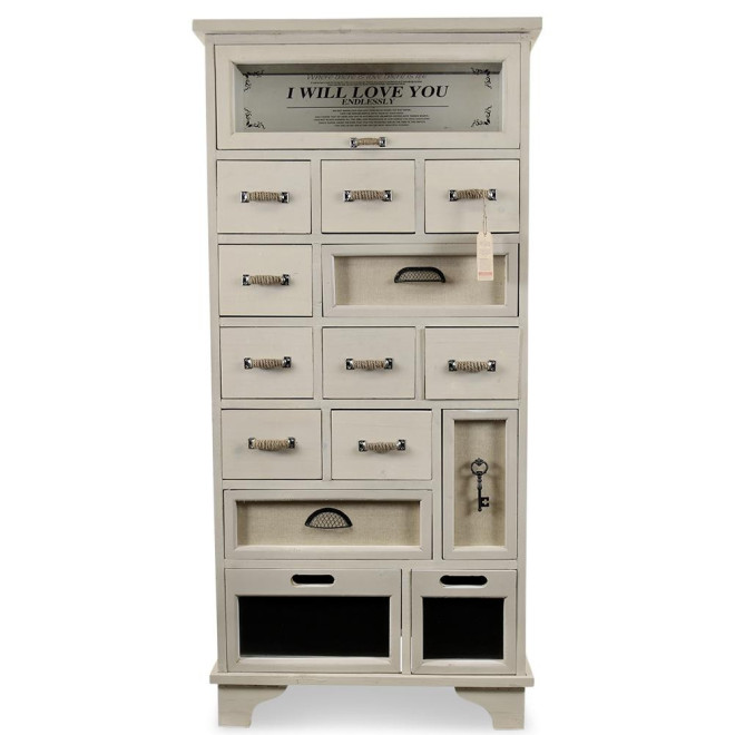 Chiffonnier 12 Tiroirs Bois Blanc 71.5x34x152.5cm