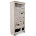 Comò a 12 cassetti in legno bianco 71.5x34x152.5cm
