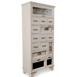 Chiffonnier 12 Schubladen Holz Weiß 71.5x34x152.5cm