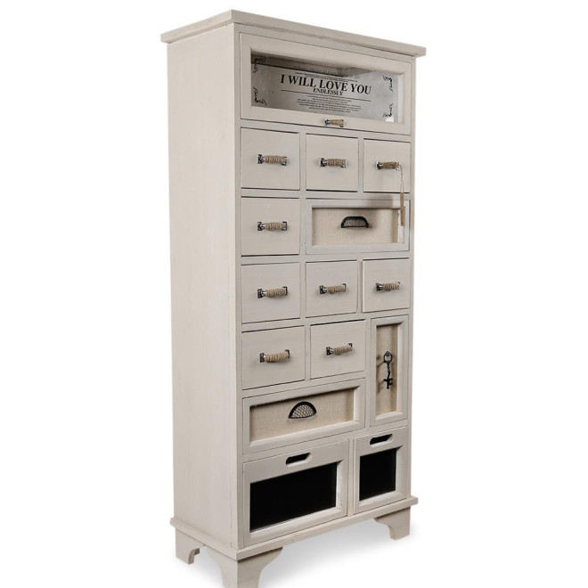 Chiffonnier 12 Schubladen Holz Weiß 71.5x34x152.5cm