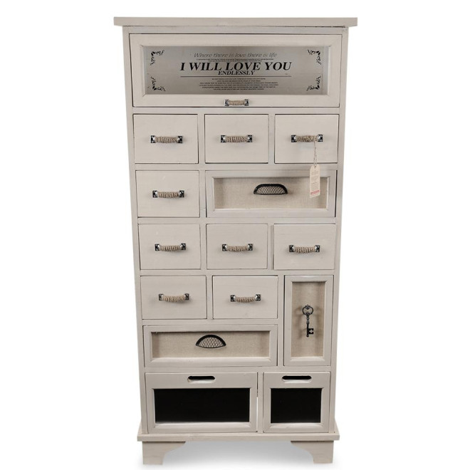 Chiffonnier 12 Tiroirs Bois Blanc 71.5x34x152.5cm