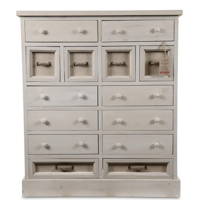Grainetier-Kommode 14 Schubladen Holz Weiß 85x33x98.5cm