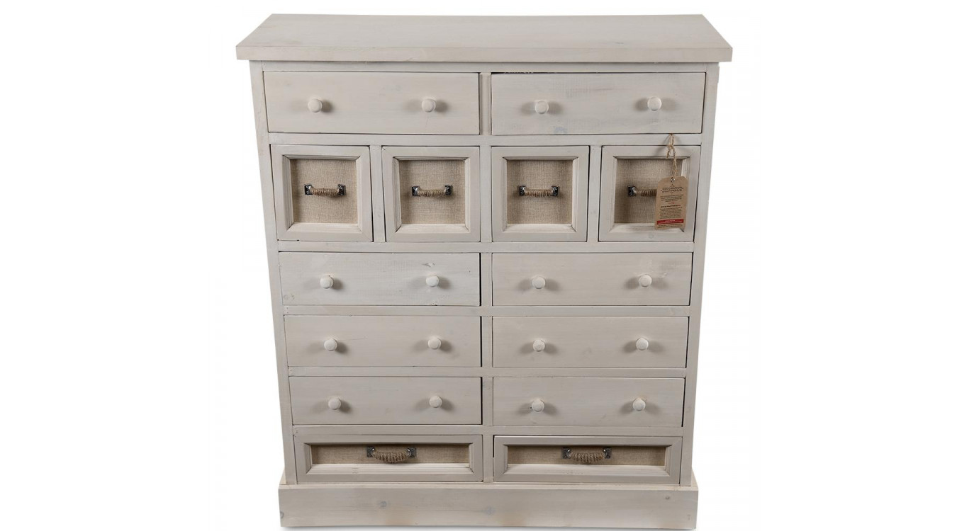 Commode Grainetier 14 Tiroirs Bois Blanc 85x33x98.5cm