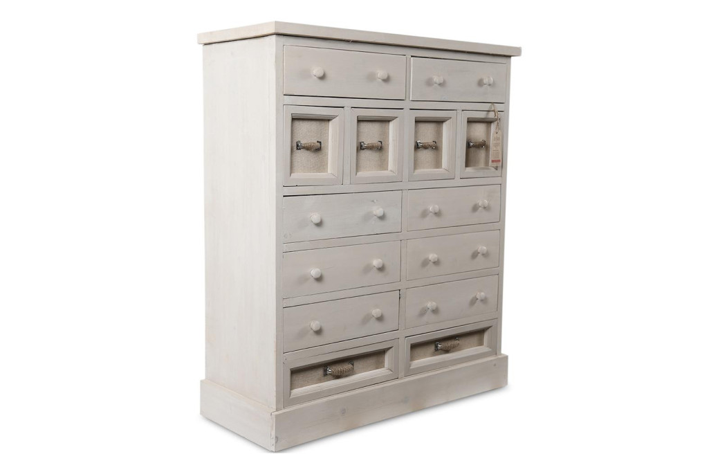 Commode Grainetier 14 Tiroirs Bois Blanc 85x33x98.5cm