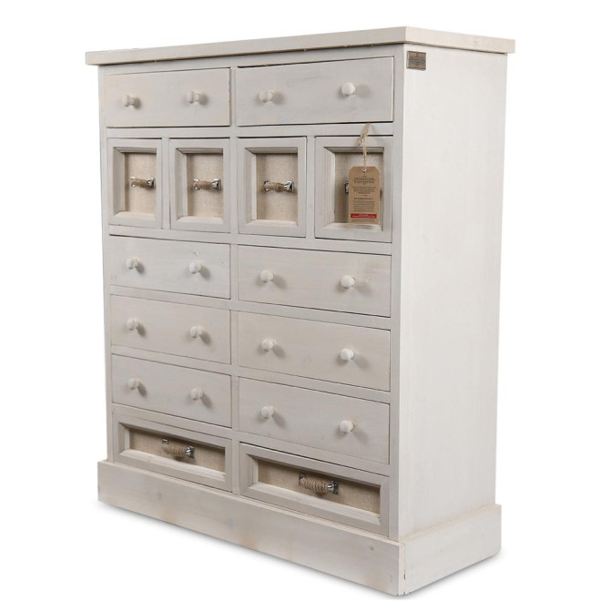 Grainetier-Kommode 14 Schubladen Holz Weiß 85x33x98.5cm