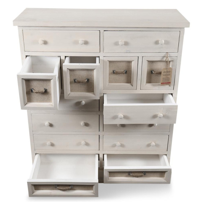 Commode Grainetier 14 Tiroirs Bois Blanc 85x33x98.5cm