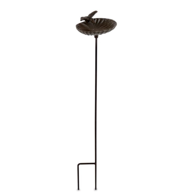 Abreuvoir Oiseau sur Pied Fonte Fonte Marron 16.5x13.5x78.5cm