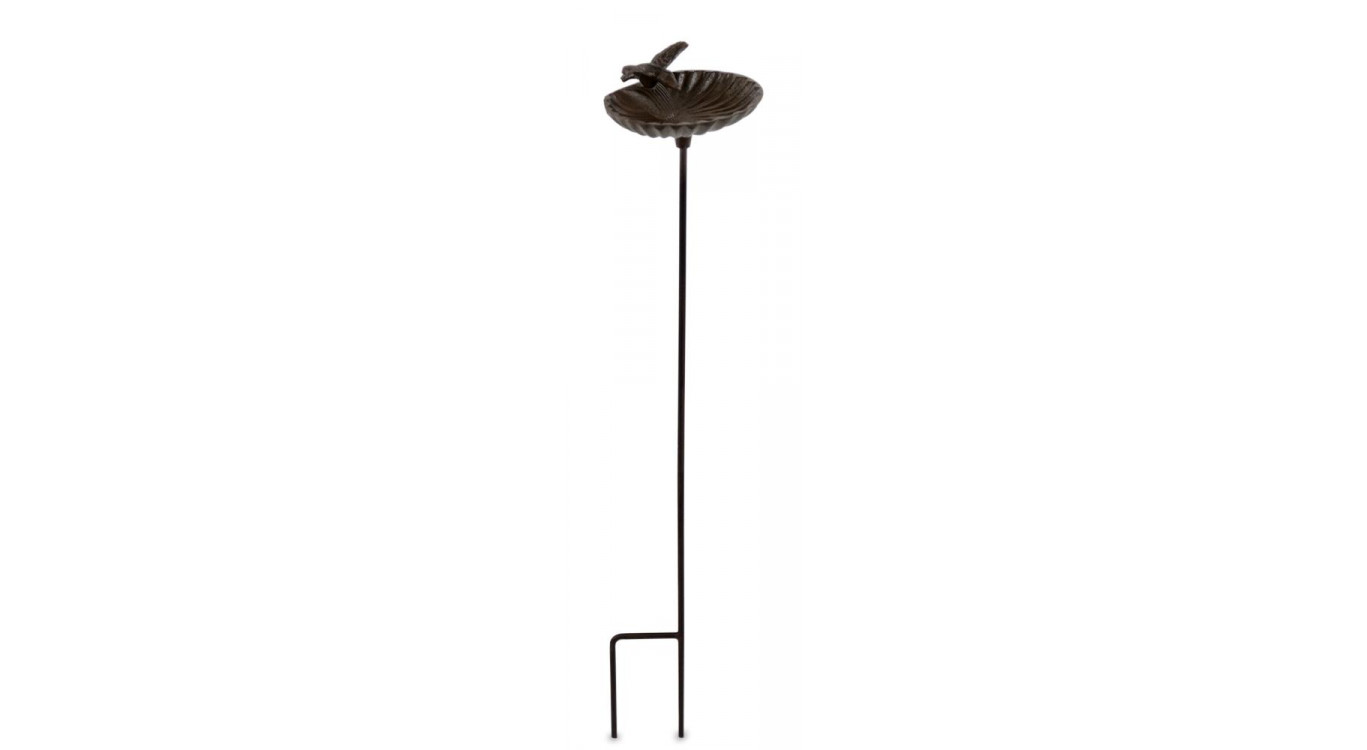 Abreuvoir Oiseau sur Pied Fonte Fonte Marron 16.5x13.5x78.5cm