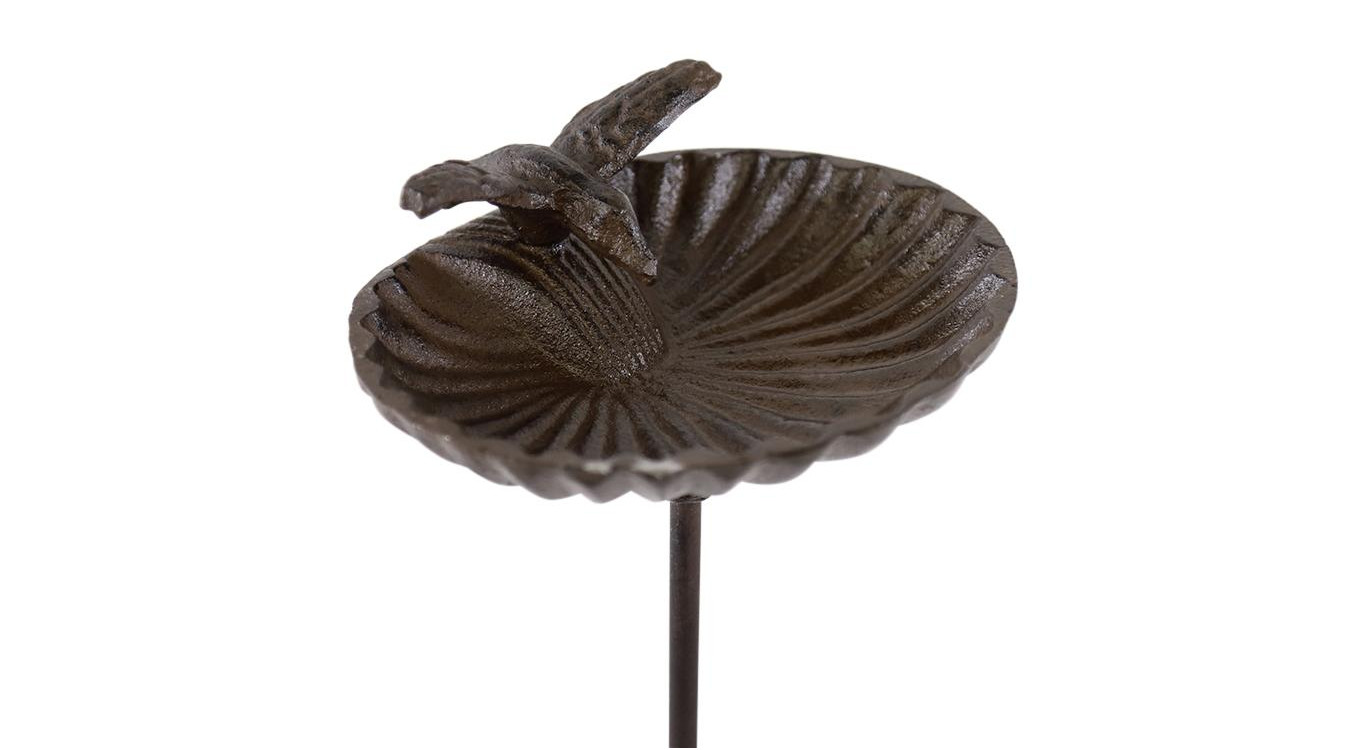 Abreuvoir Oiseau sur Pied Fonte Fonte Marron 16.5x13.5x78.5cm