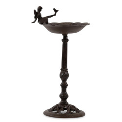 Tränke Vogel Engel auf Fuß Gusseisen Gusseisen Braun 28x25x52cm