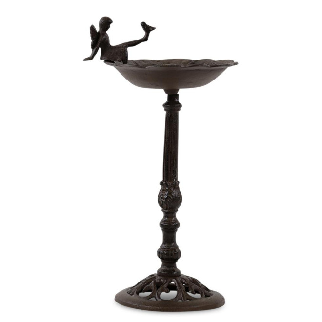 Tränke Vogel Engel auf Fuß Gusseisen Gusseisen Braun 28x25x52cm