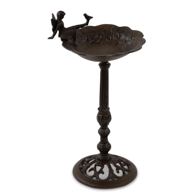 Tränke Vogel Engel auf Fuß Gusseisen Gusseisen Braun 28x25x52cm