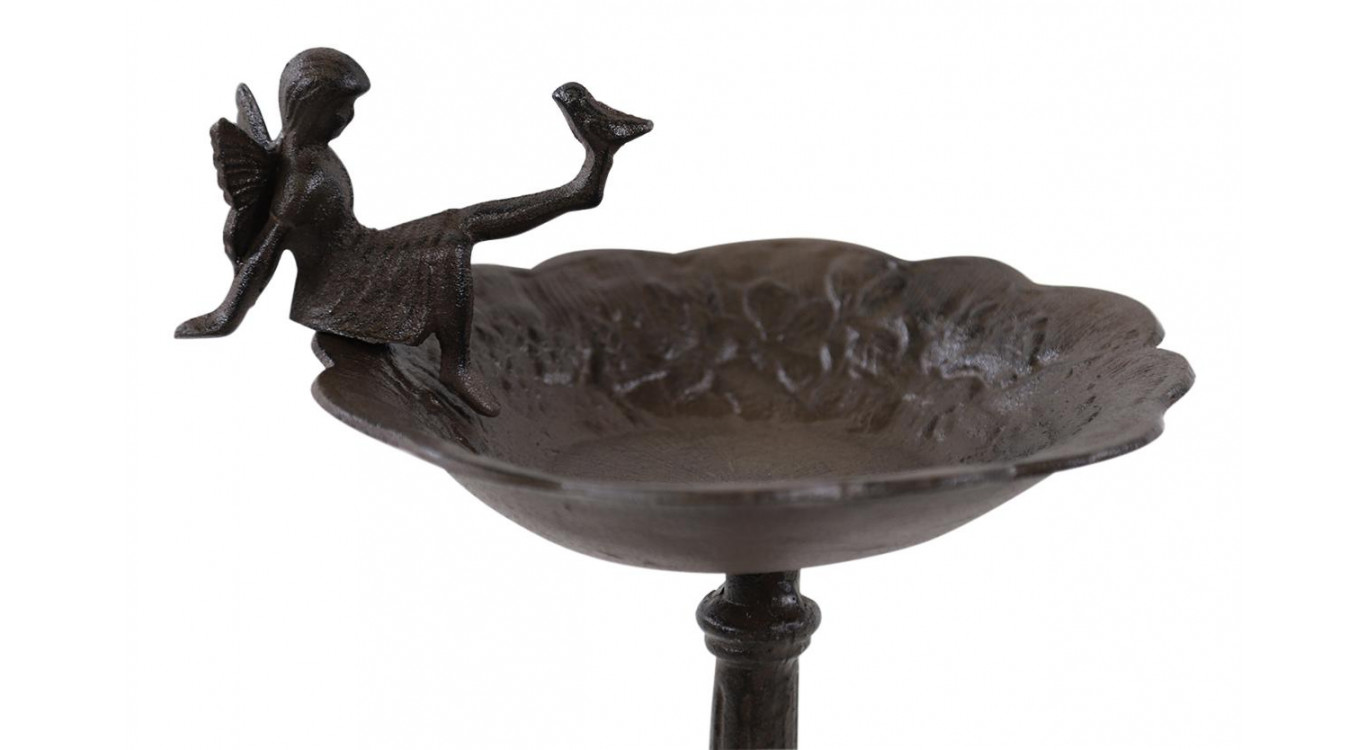 Tränke Vogel Engel auf Fuß Gusseisen Gusseisen Braun 28x25x52cm