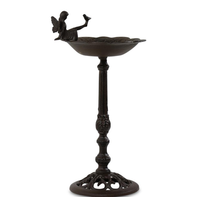 Tränke Vogel Engel auf Fuß Gusseisen Gusseisen Braun 28x25x52cm