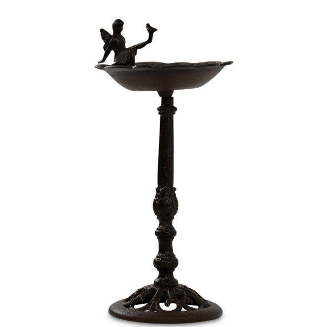 Tränke Vogel Engel auf Fuß Gusseisen Gusseisen Braun 28x25x52cm