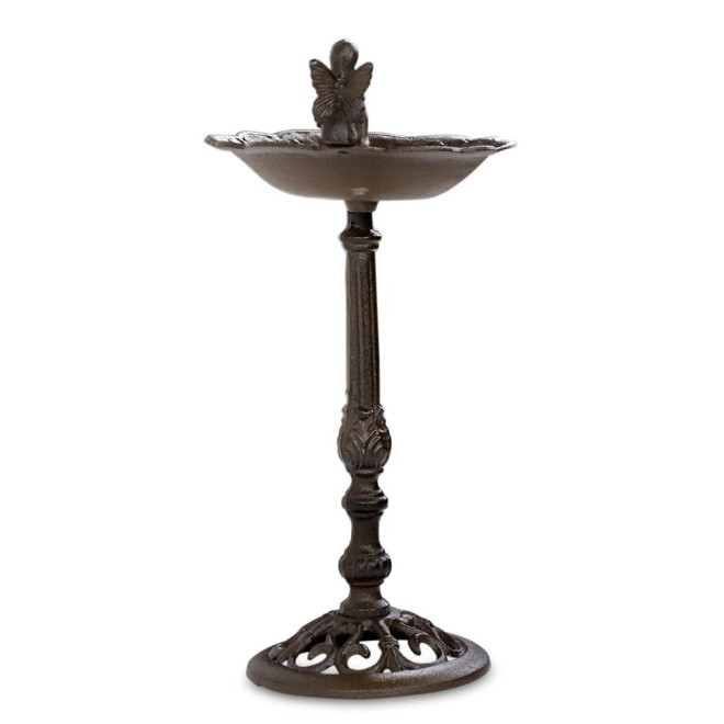 Abreuvoir Oiseau Ange sur Pied Fonte Fonte Marron 28x25x52cm