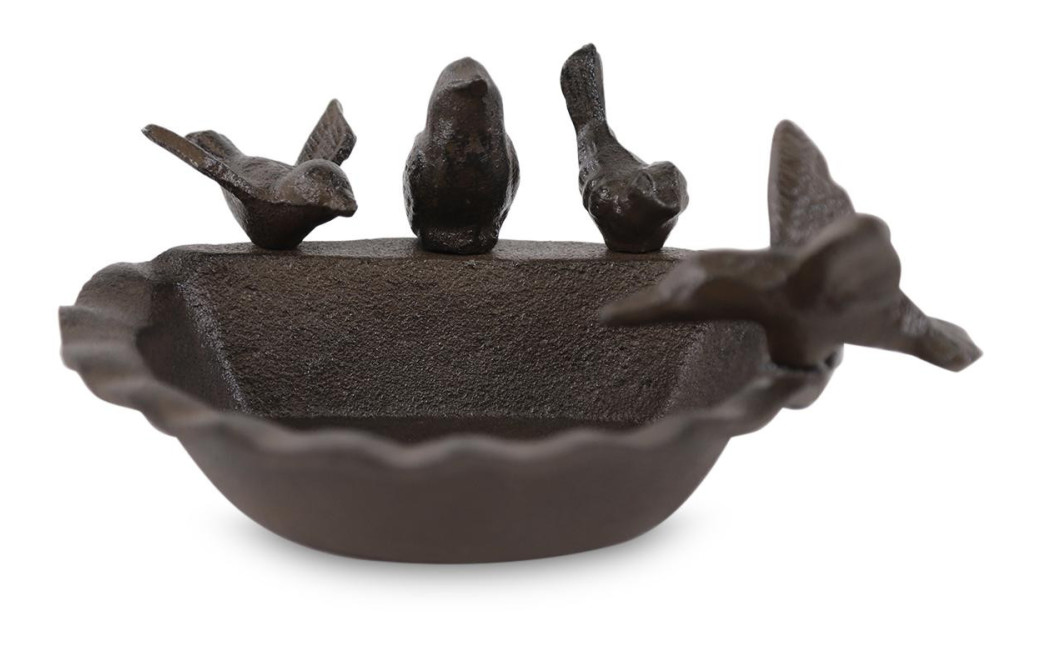Abreuvoir 4 Oiseaux Fonte Fonte Marron 21x18x9.8cm