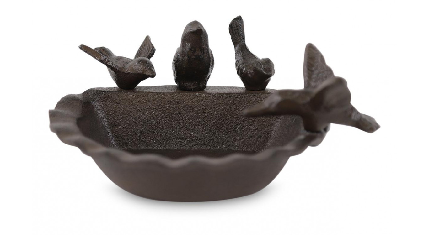 Abreuvoir 4 Oiseaux Fonte Fonte Marron 21x18x9.8cm