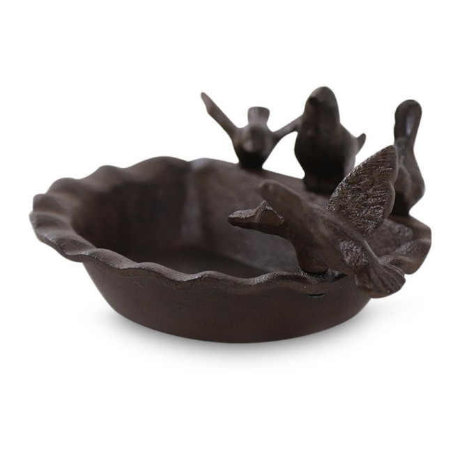 Abreuvoir 4 Oiseaux Fonte Fonte Marron 21x18x9.8cm