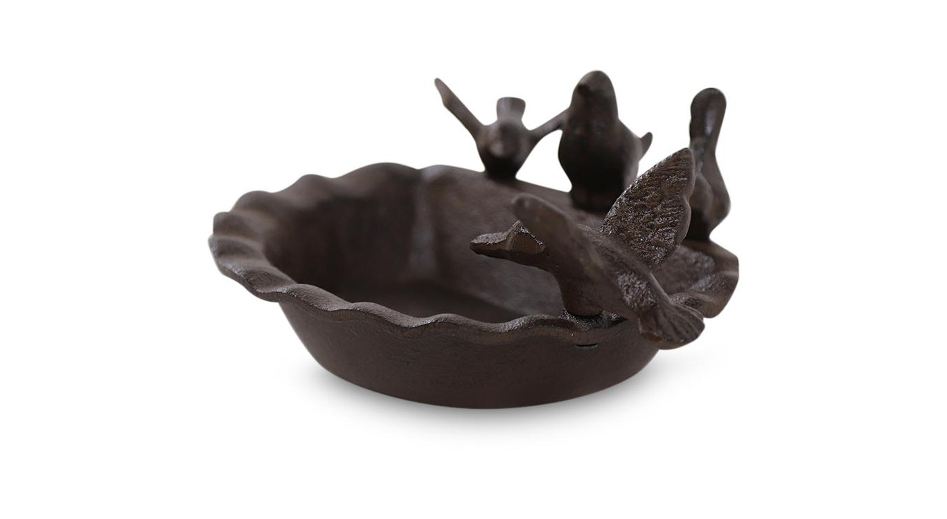 Abreuvoir 4 Oiseaux Fonte Fonte Marron 21x18x9.8cm