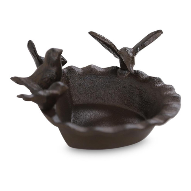 Abreuvoir 4 Oiseaux Fonte Fonte Marron 21x18x9.8cm