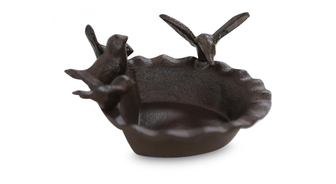 Abreuvoir 4 Oiseaux Fonte Fonte Marron 21x18x9.8cm
